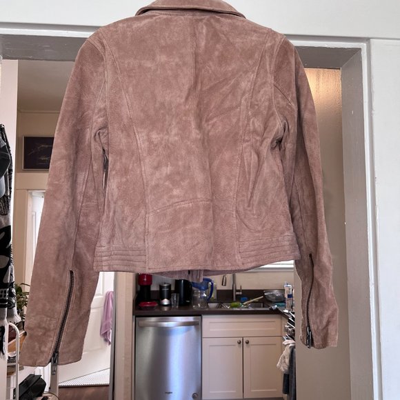Blank NYC Women's Beige Leather Suede Moto Jacket - Picture 4 of 4